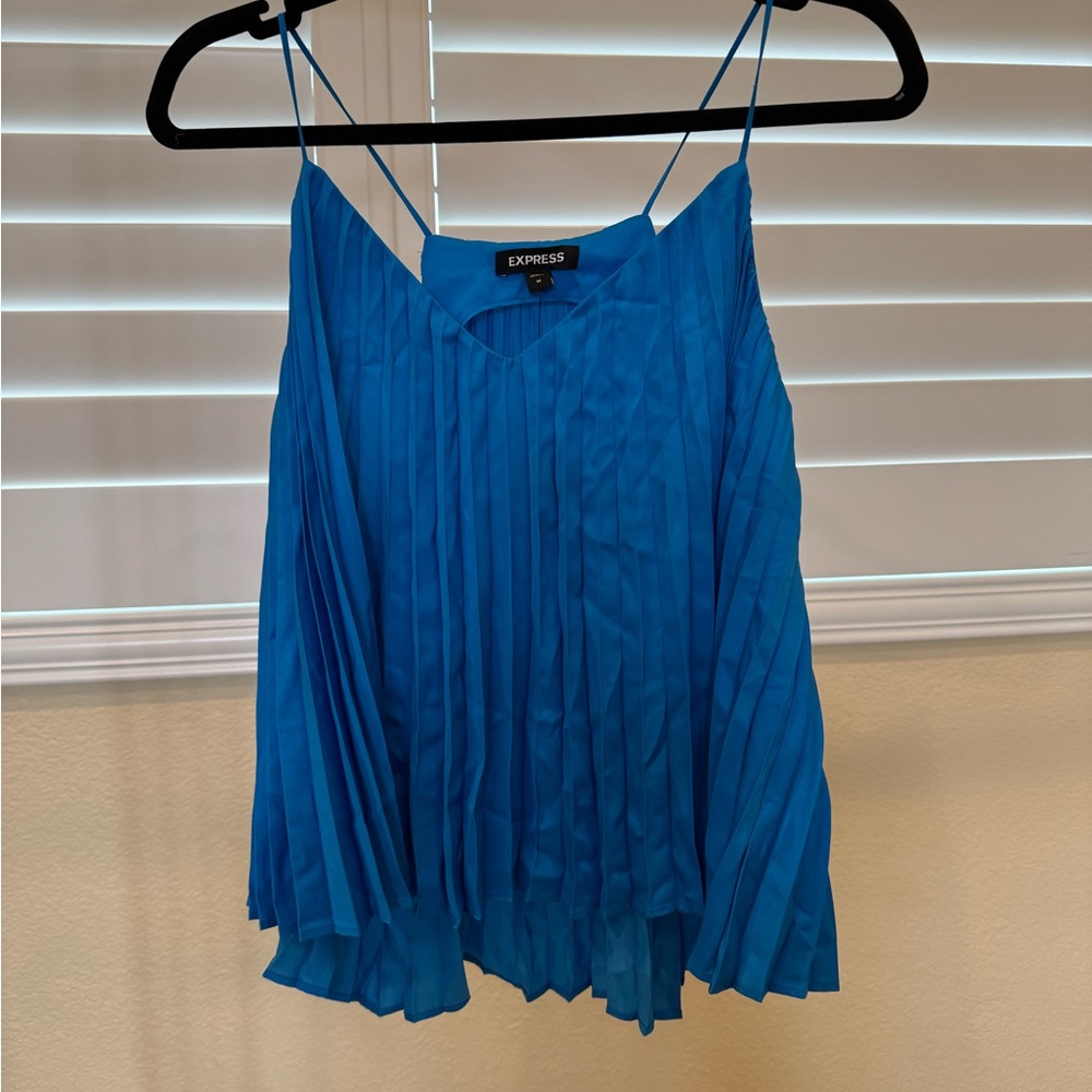 Express Blue Camisole with Pleated Asymmetrical Design